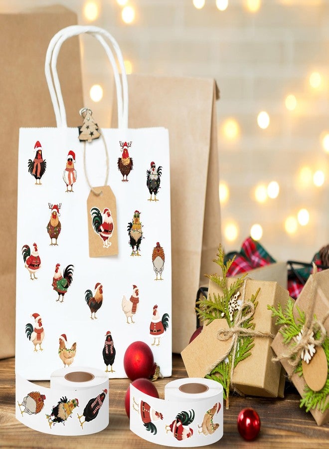 Eartim Christmas Chicken Sticker Roll - 1000Pcs Cartoon Santa Hat Rooster Stickers Animal Waterproof Self-Adhesive Decorative Decal for Kids Birthday Christmas Party Gift Student Reward Teacher Supply - Image 4